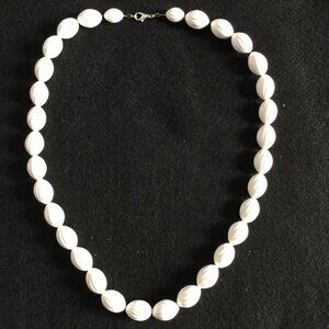 27" women's necklace big beads white handmade reused beads chunk